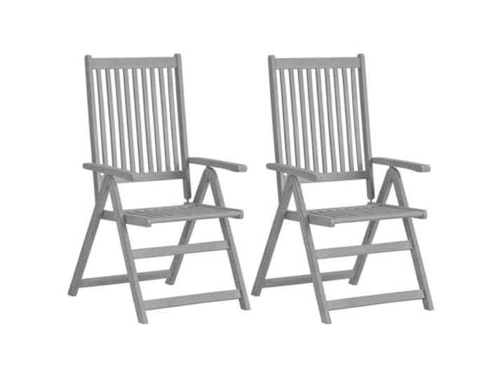 HEFZGDB Klappbare Gartenstühle aus massivem Akazienholz mit 5-Fach Verstellbarer Rückenlehne und Grauer Lackierung – Wetterfeste und UV-beständige Lounge-Sessel für Terrasse, Balkon