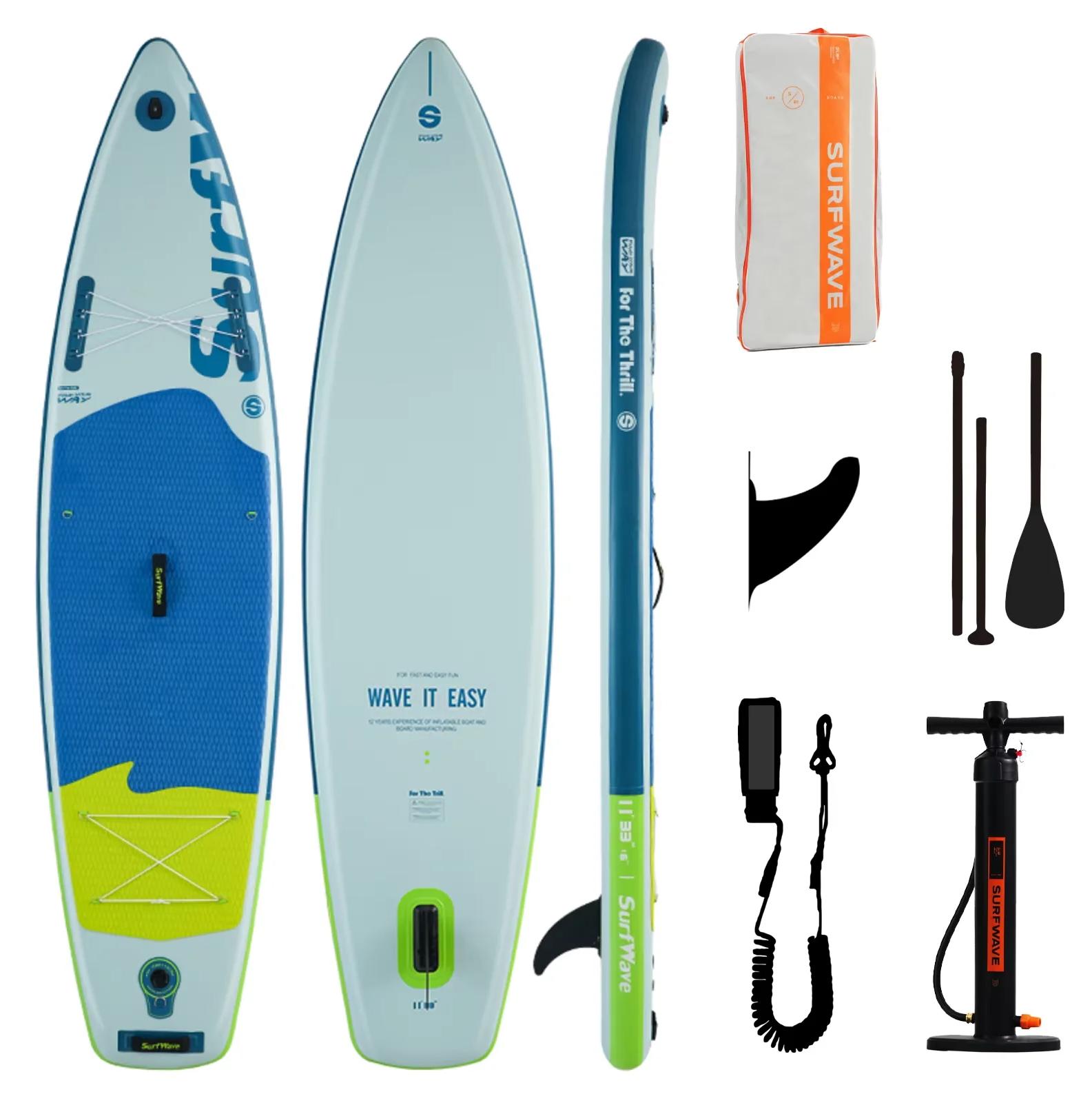 Aufblasbares SUP-Board - Stand-Up-Paddleboard - 343 cm lang - 84 cm breit - Rutschfestes EVA-Deck - Paddel, Pumpe und Leash - Rucksack - Farbe 5021848