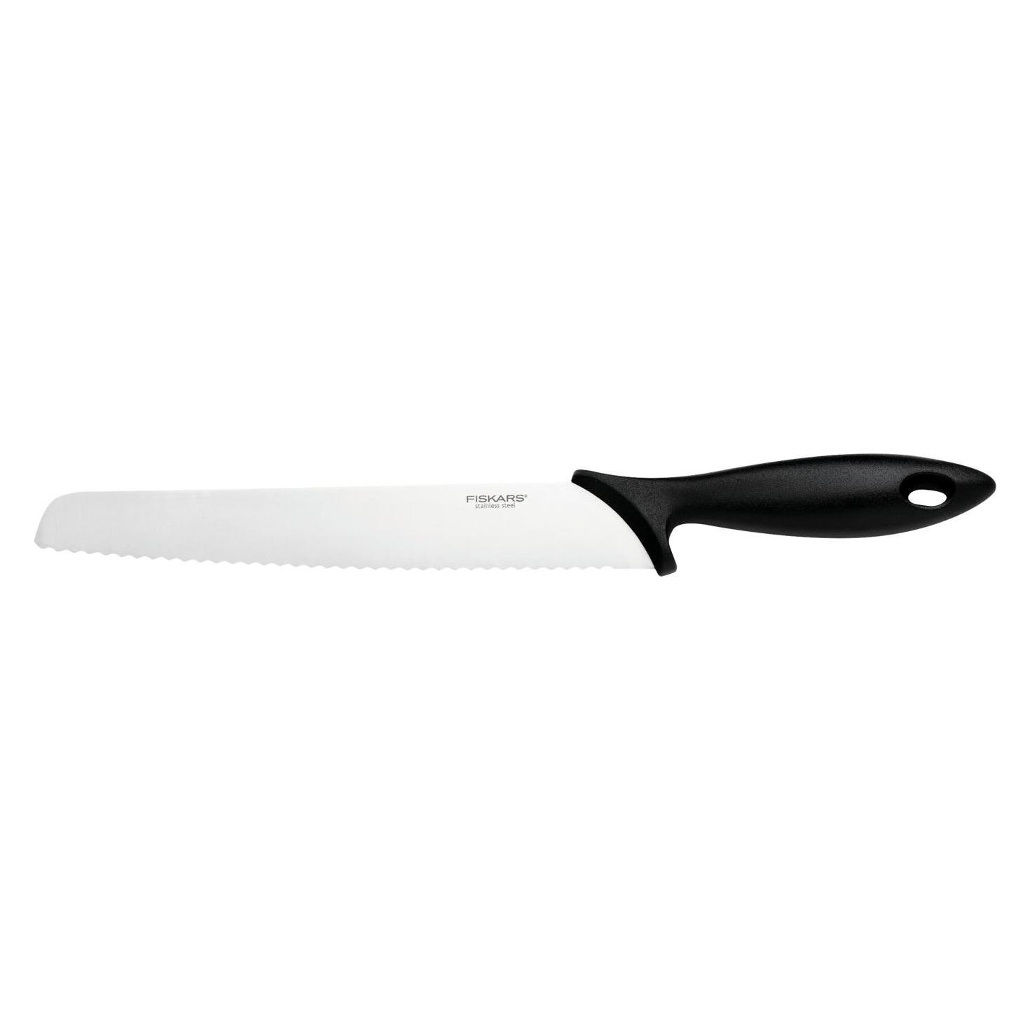 Fiskars Brotmesser mit Wellenschliff, Essential, Kunststoff/Edelstahl, Klingenlänge: 23 cm, Schwarz/ (23 cm, 1x) (1023774)