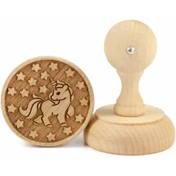 Folkroll Keksstempel Einhorn, Ø 60 mm, Cookiestempel, Backstempel, Keks, Stempel, Motiv, Buchenholz, 336861
