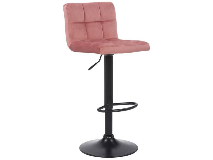 Tabouret de bar réglable pivotant en samt rose