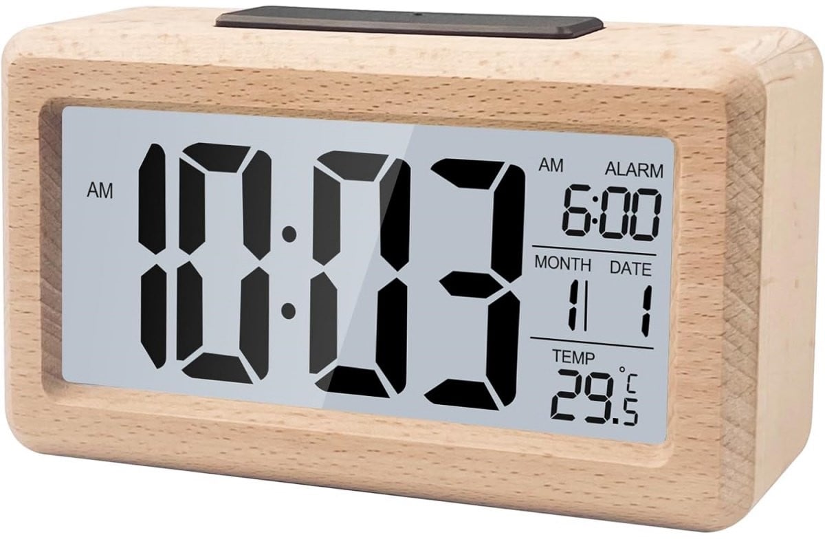 EXCITAT Digitale wekker met groot LCD-scherm, datum- en temperatuurweergave