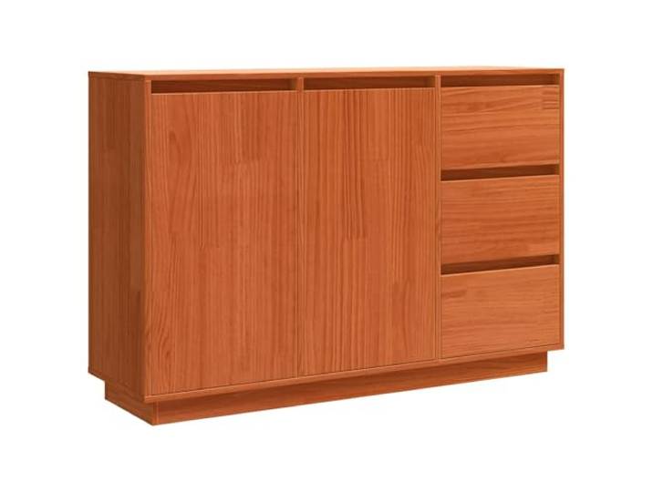 GHVBNMF Sideboard mit Schubladen & Türen Kiefer Massivholz Braun 111 cm Vielseitiger Kommodenschrank für Schlafzimmer und Essbereich mit 3 Schubladen und 2 Türen für geordneten Wohnraum.