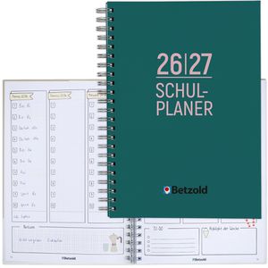 Betzold Lehrerkalender Design-Schulplaner, Jahr 2026/2027, A4, mit Hardcover und Ringbindung, 1 Woche = 2 Seiten