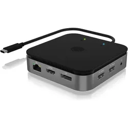 Icy Box IB-DK408-C41 (USB-C, 7 Ports), Dockingstation + USB Hub, Schwarz, Grau