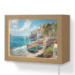 WANDLEUCHTE Boote - Felsen - Meer - Sonne 20x15 cm Wandlampe