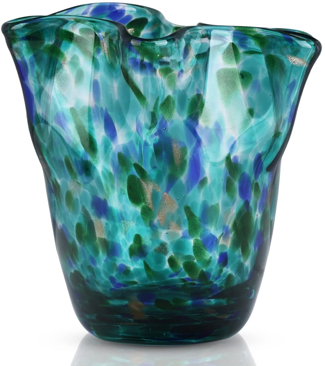 Dailygoods Handgeblazen Glazen Vaas - Transparant - Decoratieve Bloemenvase met Brede Opening