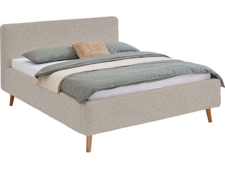Polsterbett MEISE.MÖBEL Mattis , beige, B:201cm H:105cm L:218cm, Bezug Bett: Teddy (100% Polyester), Betten, Polsterbett, Topseller, wahlweise mit Bettkasten