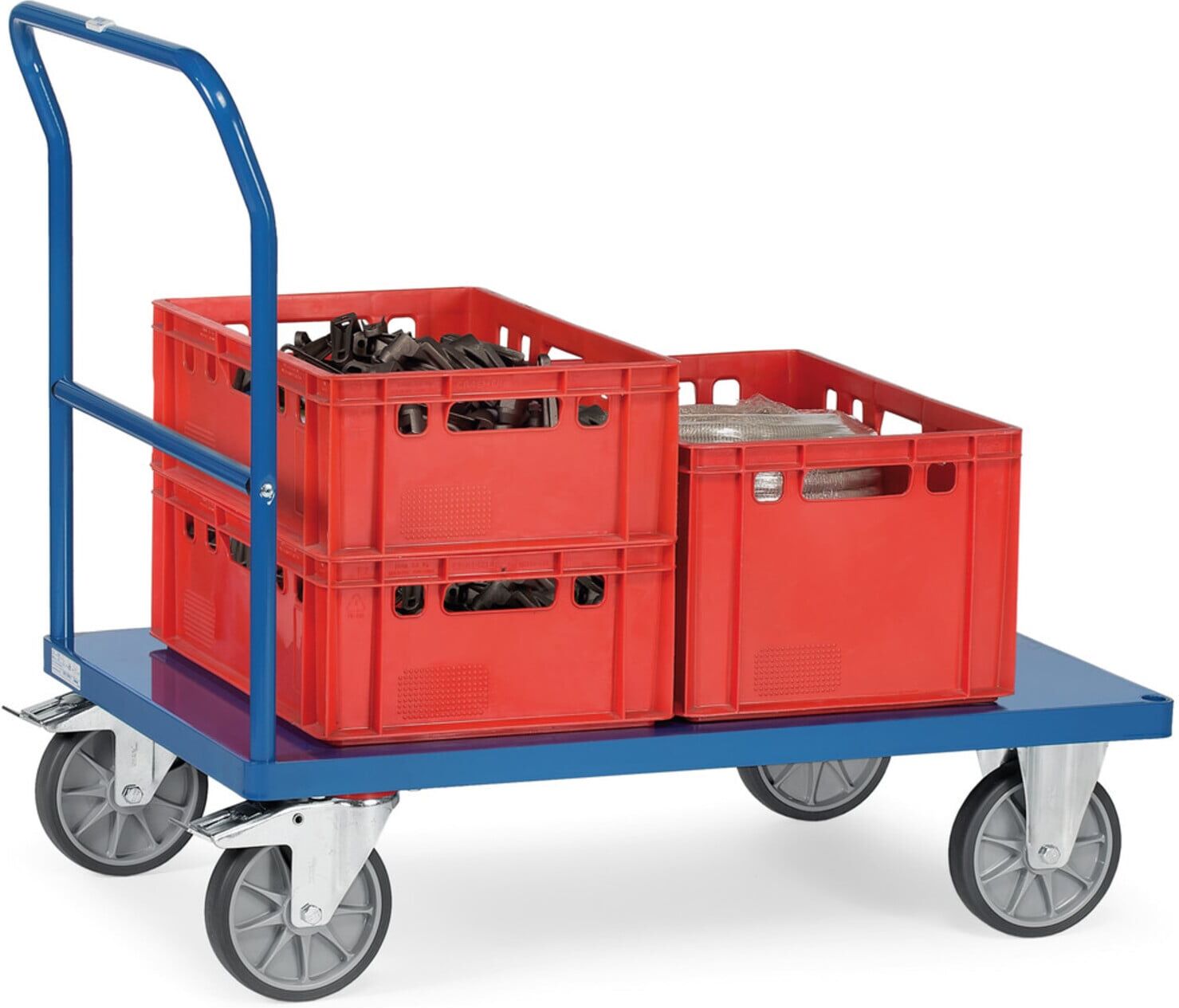 fetra Schiebebügelwagen 2500B mit Blechplattform - Tragkraft 500kg TPE-Reifen)