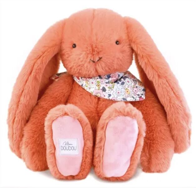 Peluche Lapin Orange Terracotta 35 cm : Lapin Fleurette - Doudou et compagnie