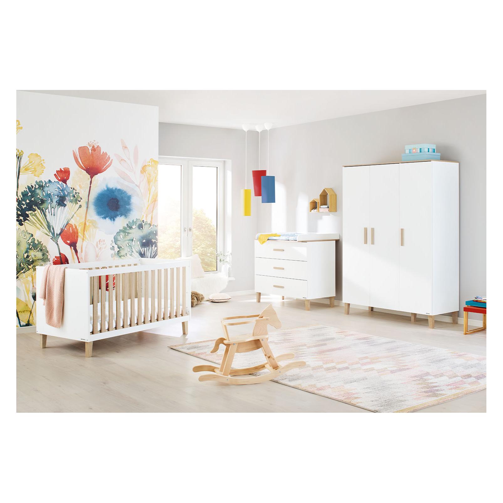 Pinolino Kinderzimmer-Set "Lumi" breit gross, 3-tlg. (Babybett, Kinderkleiderschrank, Wickelkommode) (100036BG)