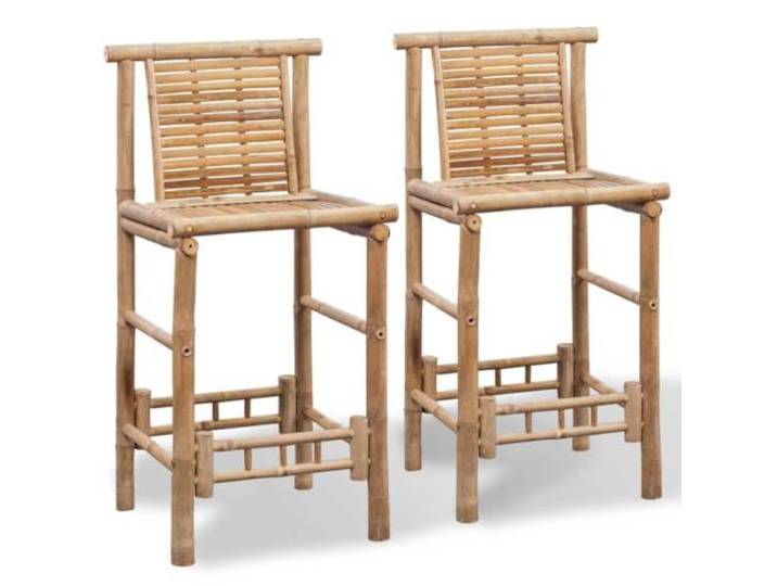 POUFGDR Barhocker aus Bambus, 2-teilig, mit Rückenlehne, 110 kg pro Sitz Wetterfester Bambus, tropischer Stil, einfache Pflege mit feuchtem Tuch, geeignet für Haus und Hinterhof