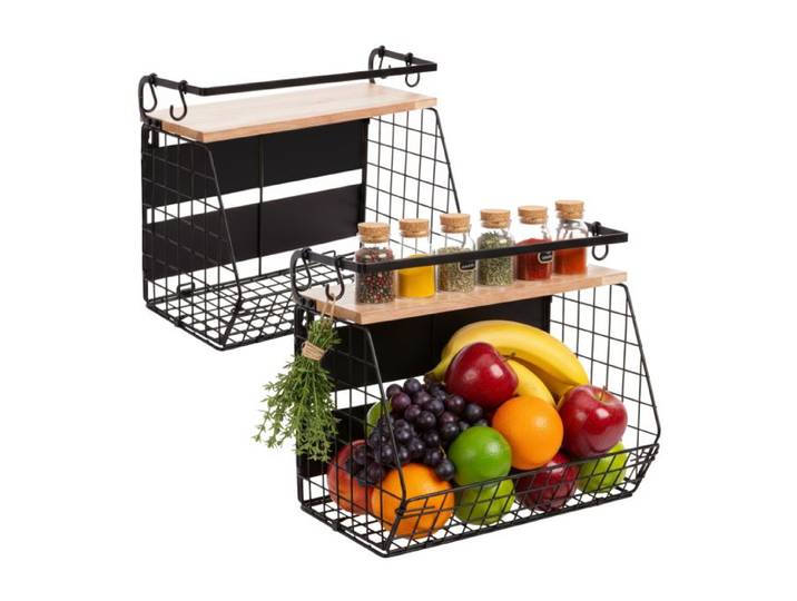 Relaxdays Obstkorb Wandregal magnetisch 2er Set