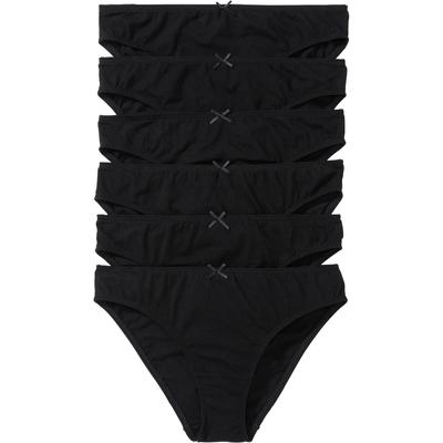 Slip BONPRIX, Damen, Gr. 48/50 (XL), 6 Stk., schwarz, Obermaterial: 95% Baumwolle, 5% Elasthan, Unterhosen Slip, klassische Passform, Zwickel aus Baumwolle, weiche Faser