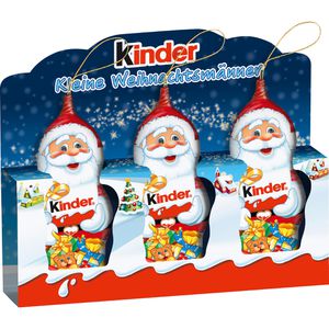 Kinder Weihnachtsmann kleine Weihnachtsmänner, Höhe 9 cm, Vollmilchschokolade mit Milchcreme, je 15 g, 3 Stück