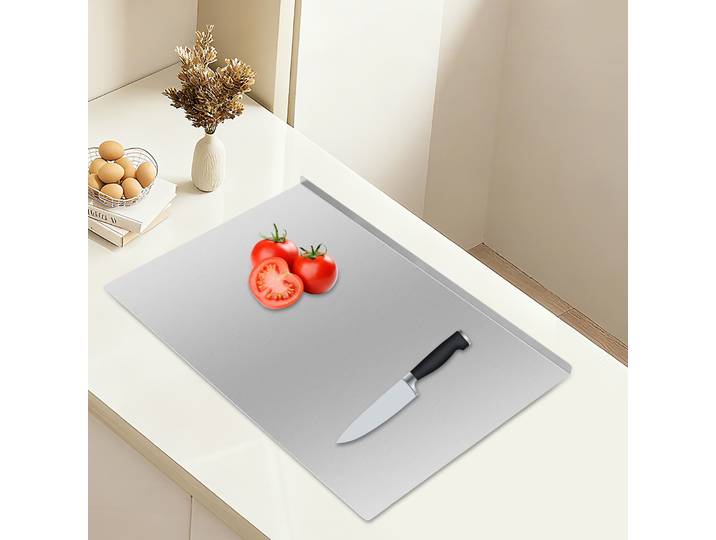 Planche à découper en acier inoxydable 304, 70x50cm, extra large, robuste, avec base antidérapante pour la viande, les légumes, la pâte
