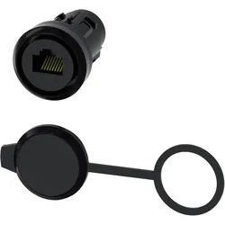 Siemens RJ45 connection: 22 mm plastic black, Schalter + Taster, Schwarz