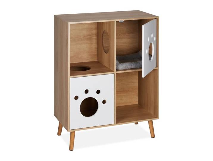 Relaxdays Katzenschrank mit 4 Fächern