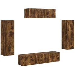 Helloshop26 - Modernes wandmontiertes TV-Möbel mit modularem Design und großzügigem Stauraum 31 x 100 x 29,5 cm aus geräuchertem 02_0056213