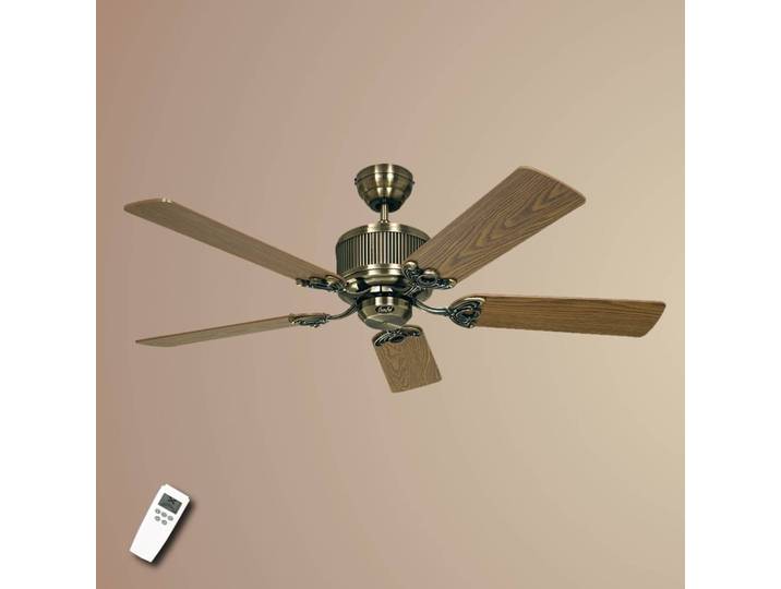 CasaFan Deckenventilator ECO ELEMENTS, eiche/messing, Ø 132 cm leise ELEMENTS, Holz dunkel, für Wohn- / Esszimmer, Holz