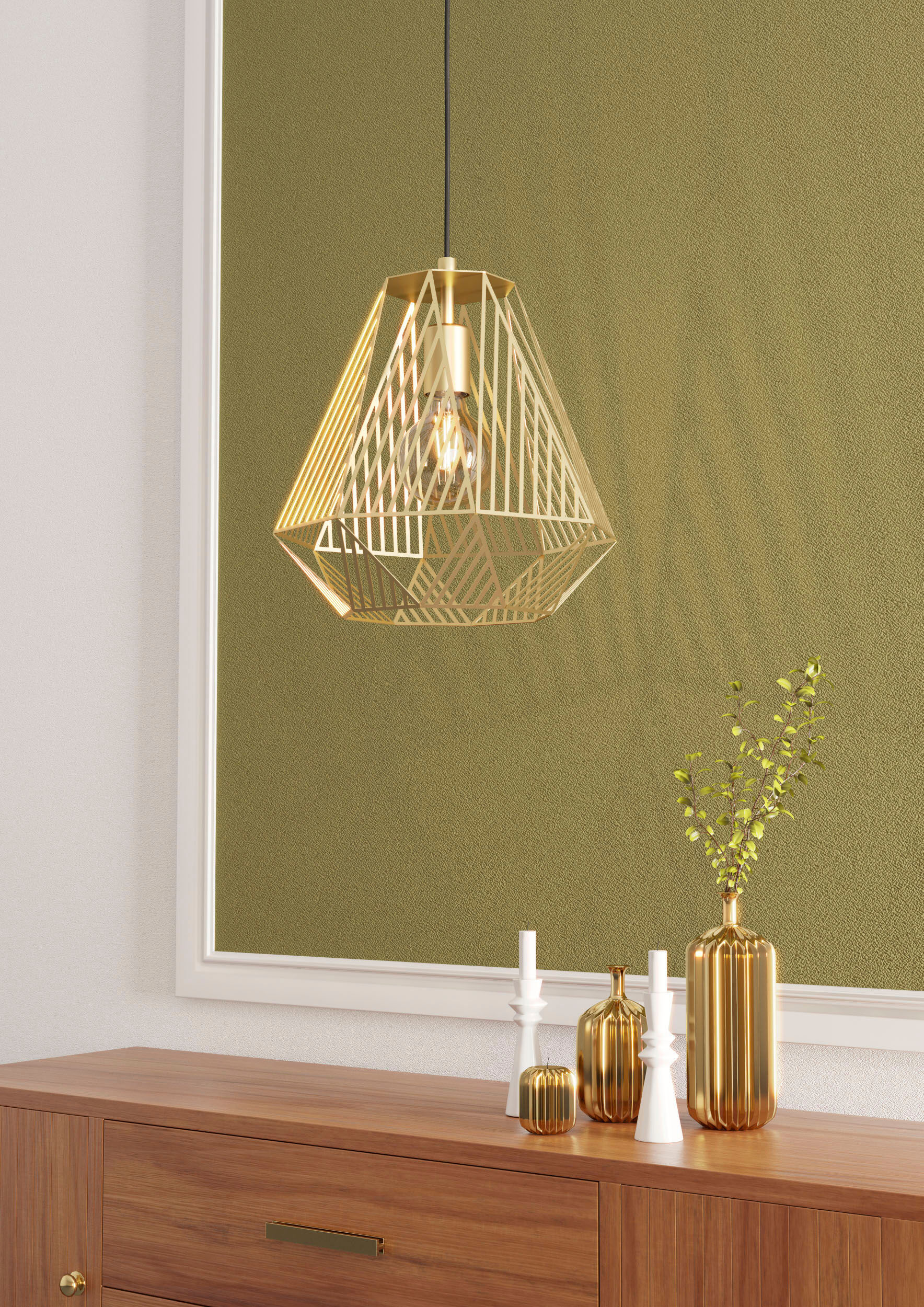 EGLO Hängeleuchte "STYPE", gold (goldfarben), Ø 33 H: 110cm, 1 Stk., Leuchten, Hängeleuchte, Esszimmerlampe, Lampe, H110 x Ø33, 1X40W exkl., Hängeleuchte