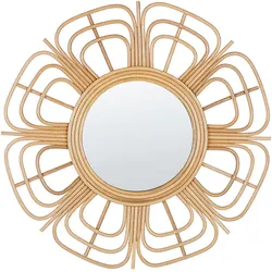 WANDSPIEGEL Rattan natürlich Sonnenform 60 cm Pasaku