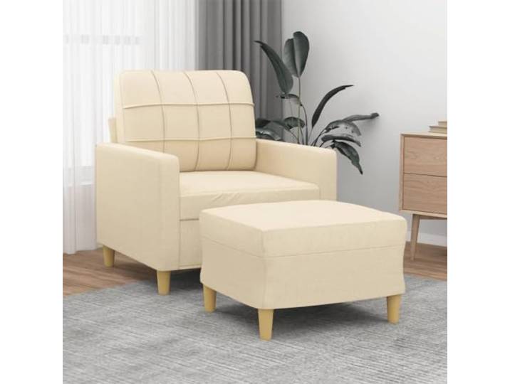 HEFZGDB Sessel mit Hocker Creme 60 cm Stoff Strapazierfähig Robustes Gestell Bequemes Sitzerlebnis Vielseitiger Fußhocker Modernes Design Atmungsaktiv Langlebig Für Entspannung Lesen
