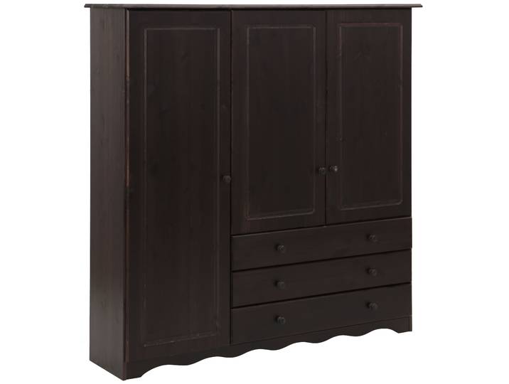 Wäscheschrank HOME AFFAIRE Minik , braun (dunkelbraun), B:140cm H:140cm T:35cm, Massivholz, Schränke, Wäscheschrank, aus schönem massivem Kiefernholz, in unterschiedlichen Farbvarianten