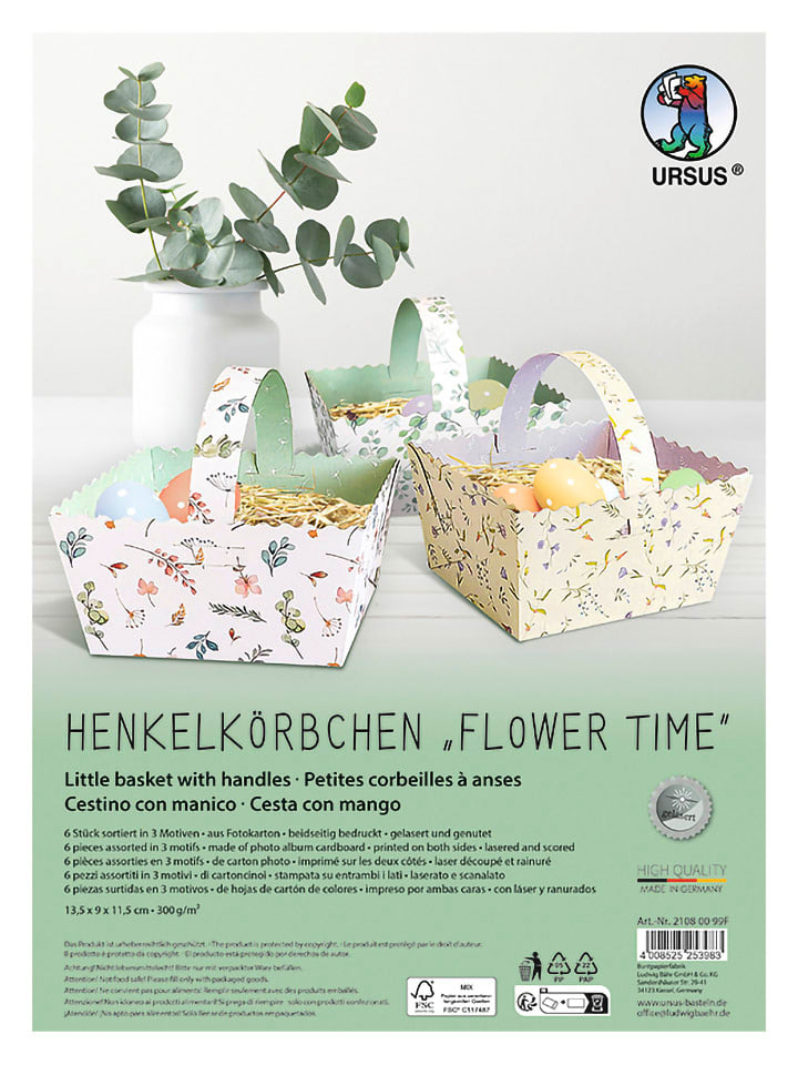 URSUS Bastelset "Henkelkörbchen Flower Time" - onesize