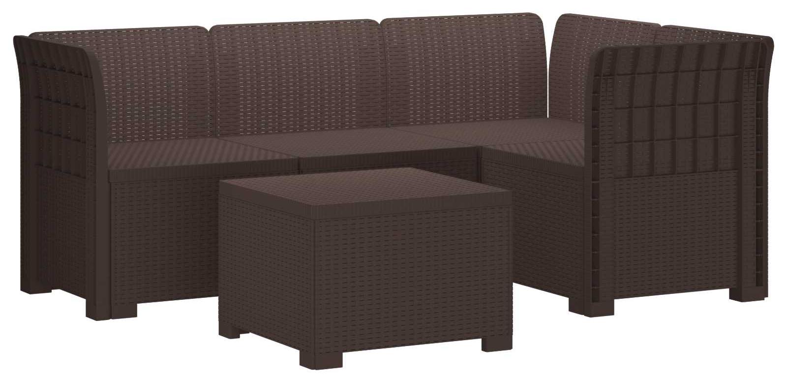 vidaXL 4-Sitzer Garten Sofa Rattan Look PP Braun