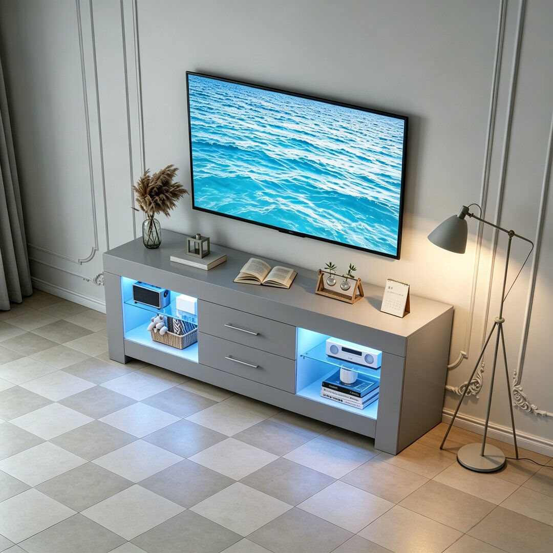 Metro TV Stand for TVs up to 65" High Gloss Grey 130cm 65"
