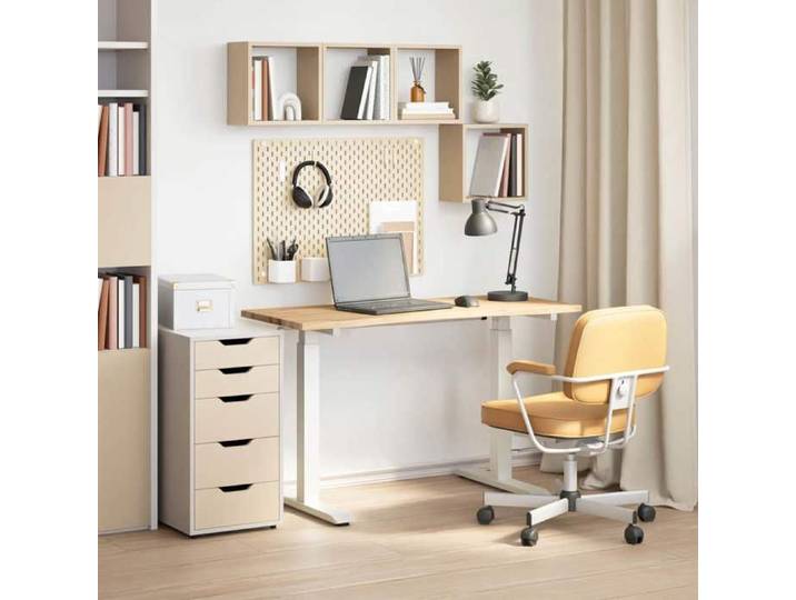 Bureau blanc/naturel 120x60 cm bois chêne massif bureau design bicolore classique