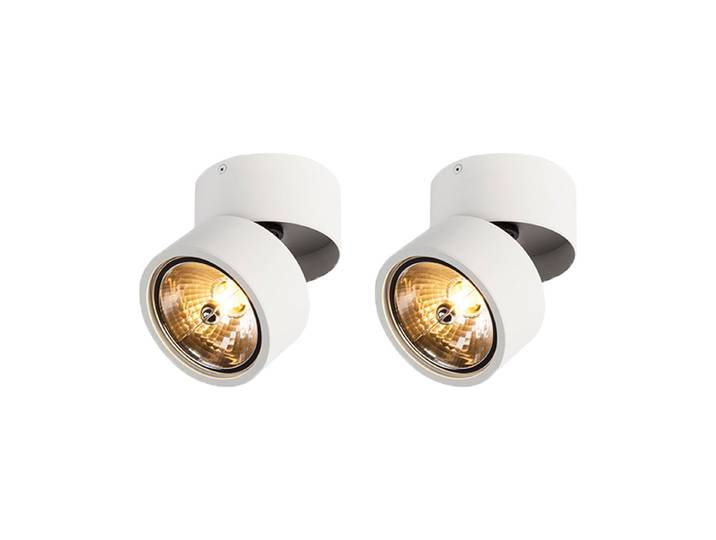Lot de 2 spots modernes blancs ronds orientables - Go Nine