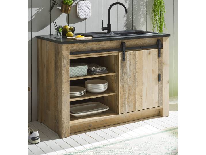 Küchenschrank \ Stove\ in Used Wood Küche Unterschrank für Spüle oder Kochfeld