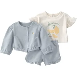 Carter's 3-tlg. Set T-Shirt, Sweatjacke und Shorts Zitrone, mehrfarbig, 68