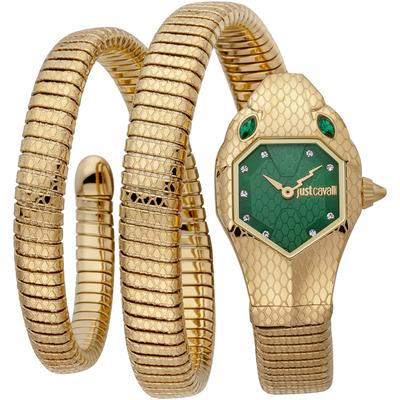 Quarzuhr JUST CAVALLI TIME "Serpente doppio", gold (goldfarben), Armbanduhren, Damen, Quarzuhr, Damenuhr, Armbanduhr, Edelstahlarmband