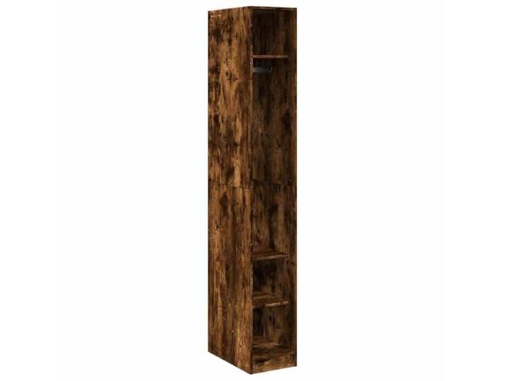 HNSMFPRE Kleiderschrank, Raucheiche, 30 x 50 x 200 cm, Holz Aufbewahrung von Kleidung und Taschen, Regal und Kleiderstange, kompaktes minimalistisches Design, Wandbefestigung inklusive