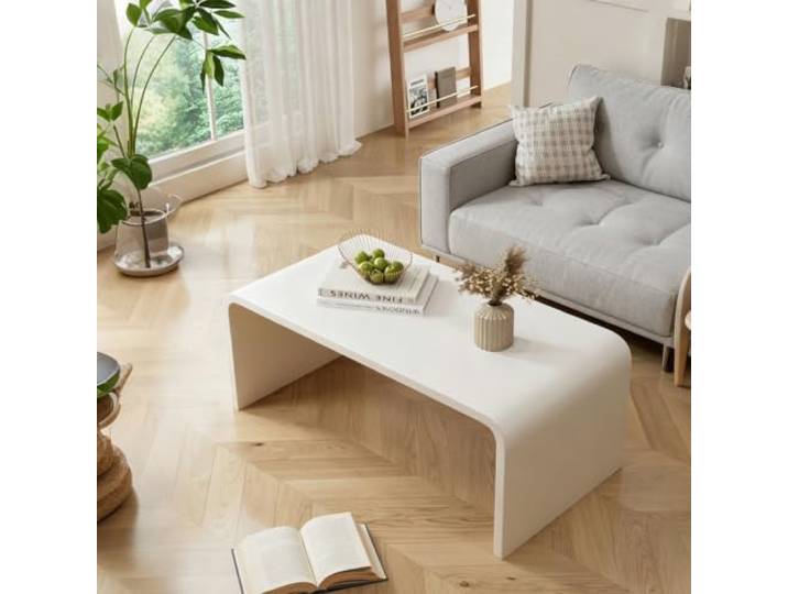 EBOYNSowAprr Moderner Couchtisch aus Acryl, für kleine Räume und Wohnungen Robustes Design aus dickem Acryl(White,39.4x15.7in)