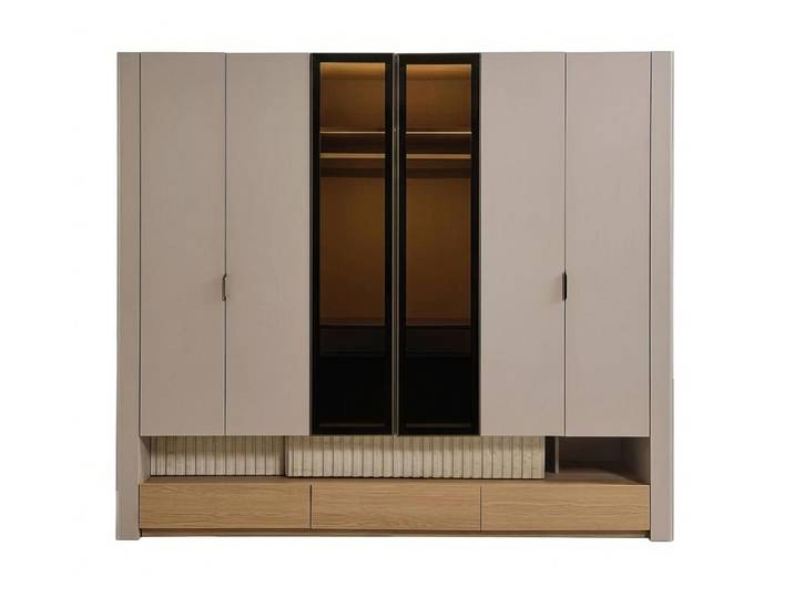 JVmoebel Kleiderschrank Modern Schrank Beige Edel Luxus Schlafzimmer Garnitur Made in Europa