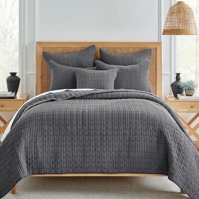 Mills Waffle Charcoal Full/Queen Quilt Set - Levtex Home