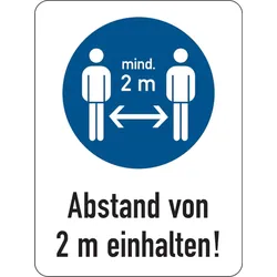 Kombischild, Abstand von 2 m einhalten!, Folie - 200x300x1.5 mm Kunststoff