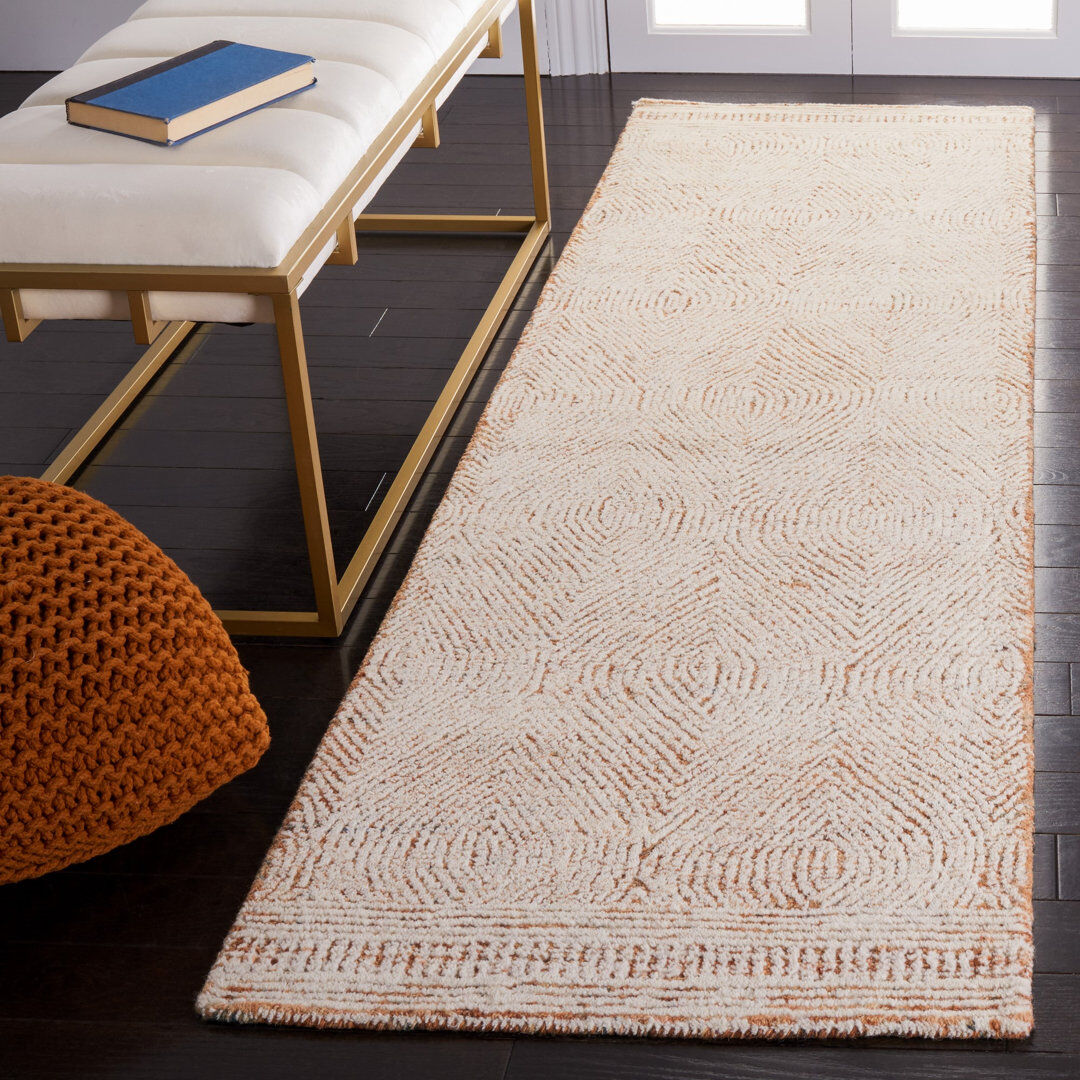 Blue Elephant Cole Hand Tufted Wool Ivory Area Rug Ivory Runner 69 x 183 cm