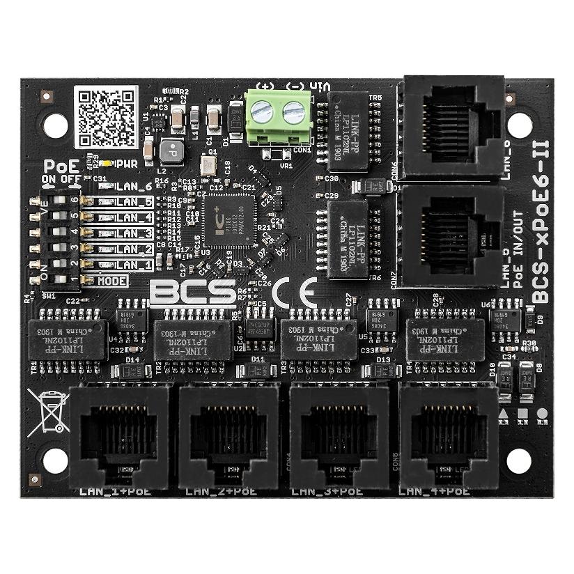 BCS BCS-xPoE6-II Universal PoE-Switch für IP-Überwachungskameras (5 Ports) (BCS-xPoE6-II)