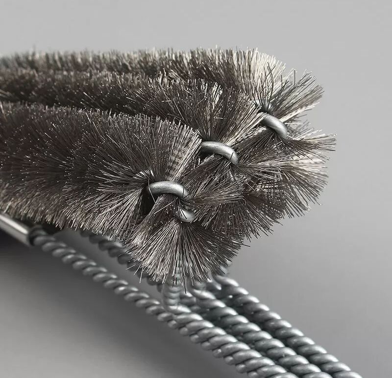 INF Brosse de nettoyage pour barbecue avec poils en acier à double tête