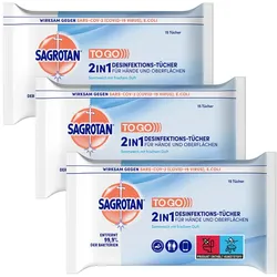 Sagrotan 2in1 Tücher 15er Dreierpack 3X15 St