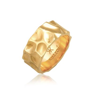 Silberring KUZZOI "Ring Herren Bandring Geschmiedet Used Look 925 Silber" Gr. 64, gold, Fingerringe, Herren, 64, Silber 925 (Sterlingsilber), Silberring