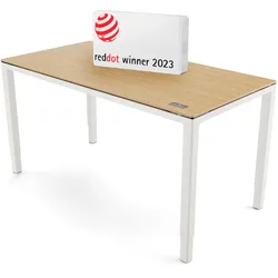 Konferenztisch höhenverstellbar - Yaasa Desk Four, 160x80cm, Bambus/Weiß