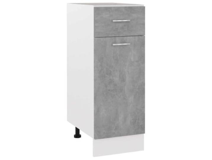 fsahslih Schubunterschrank Lyon Betongrau 30x46x81,5 cm Holzwerkstoff Kompakter Küchenunterschrank in Betongrau mit Schublade und Tür für Vorratsraum, Küche und Essbereich.