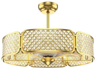 Costway 30 Inch Caged Ceiling Fan With Light Crystal Lampshade 6 Light Bases-Golden