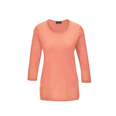 3/4 Arm-Pullover GOLDNER "Gepflegter Ajour-Pullover mit femininen Durchbrüchen", Damen, Gr. 52, rosa (melone), Obermaterial: 100% Polyacryl PAN., normal, Rundhals, Sonstiges, Pullover, Ohne